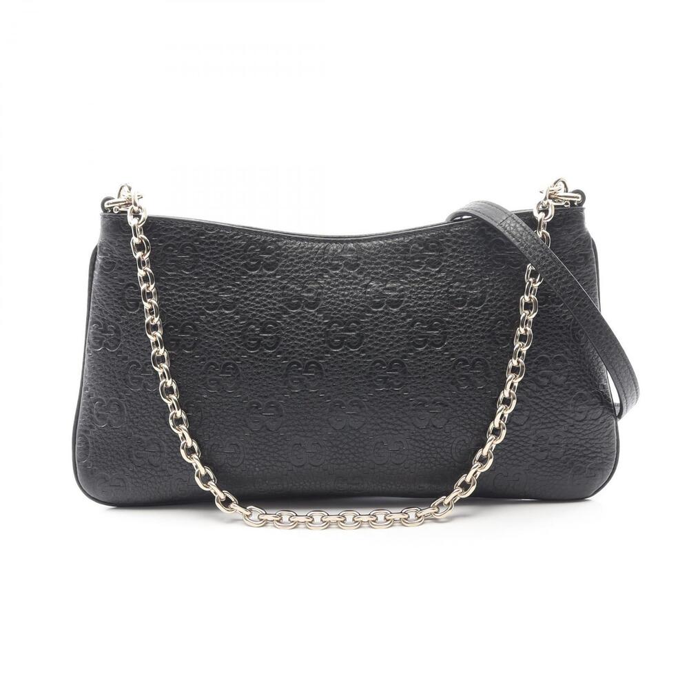 Gucci GG Emblem Handbag Leather Black